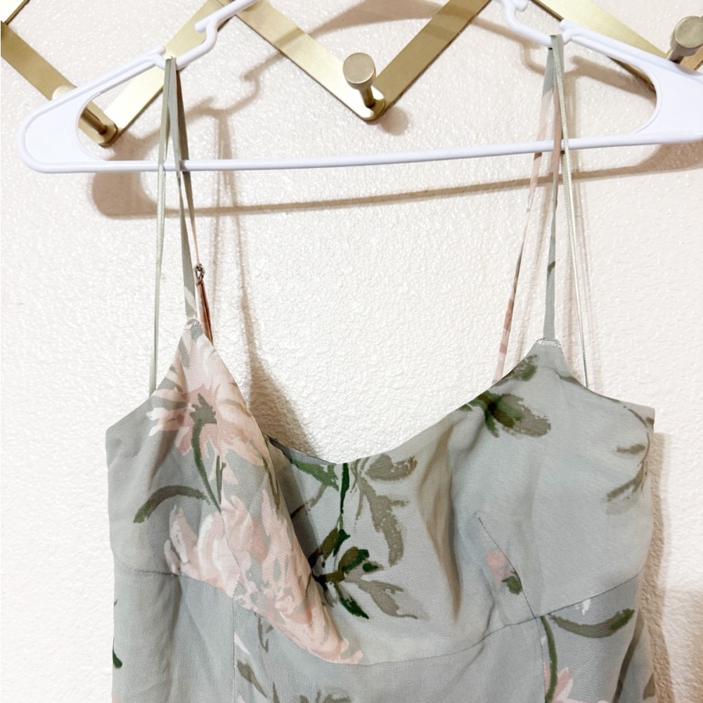 Reformation Catana Floral Georgette Drop Waist Maxi Dress Pergola Green Size 2 - Picture 9 of 12